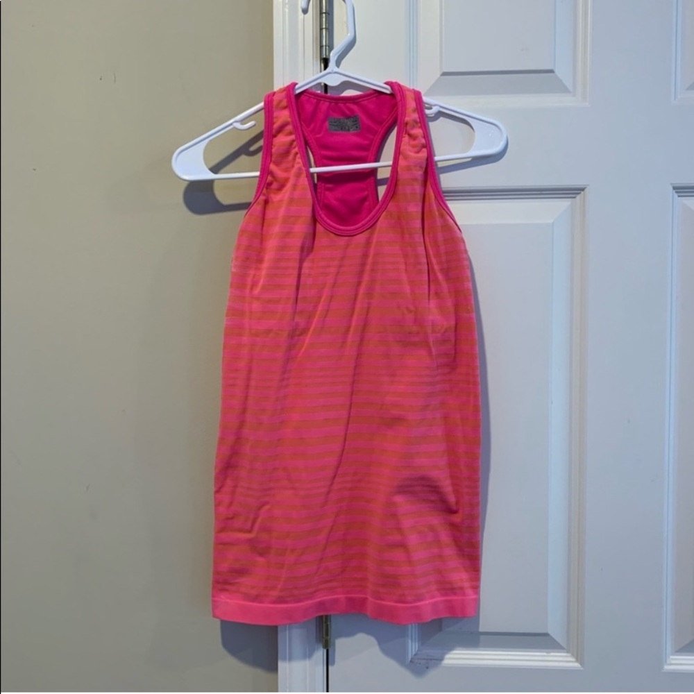 athleta athletic tank top neon striped sz M